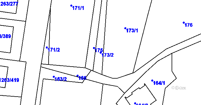 Parcela st. 173/2 v KÚ Hvozdná, Katastrální mapa