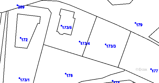 Parcela st. 173/4 v KÚ Hvozdná, Katastrální mapa