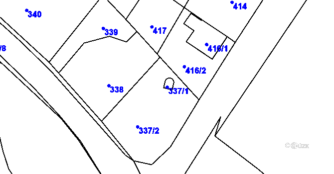 Parcela st. 337/1 v KÚ Hvozdná, Katastrální mapa