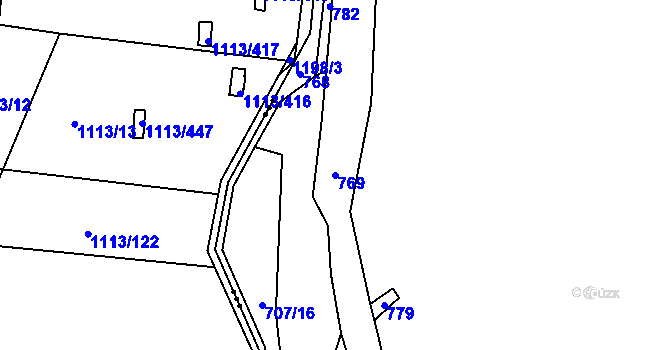 Parcela st. 769 v KÚ Hvozdnice, Katastrální mapa
