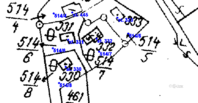 Parcela st. 514/7 v KÚ Hvozdnice, Katastrální mapa