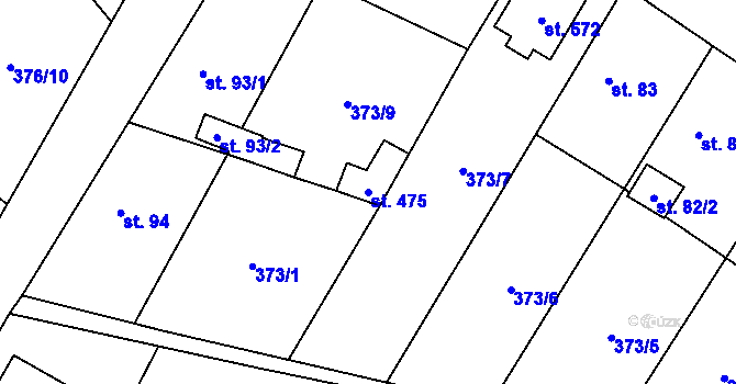 Parcela st. 475 v KÚ Hvozdnice, Katastrální mapa