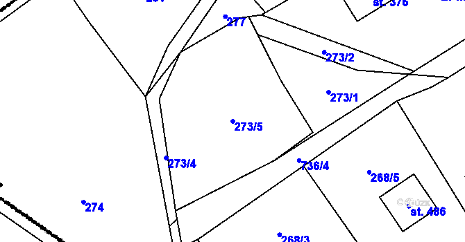 Parcela st. 273/5 v KÚ Hvozdnice, Katastrální mapa