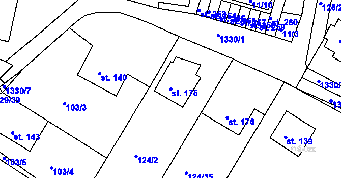 Parcela st. 175 v KÚ Hvožďany, Katastrální mapa