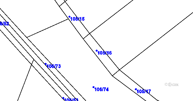 Parcela st. 105/16 v KÚ Hvožďany, Katastrální mapa