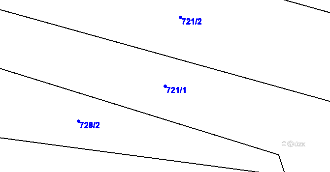 Parcela st. 721/1 v KÚ Hvožďany, Katastrální mapa
