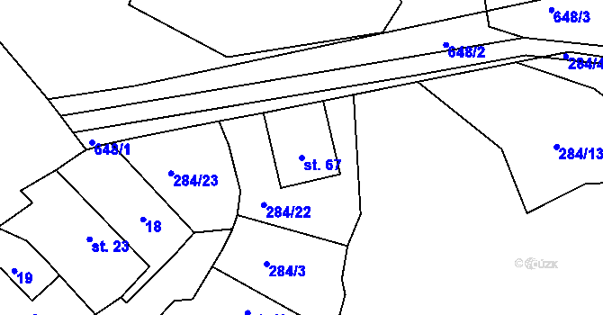 Parcela st. 67 v KÚ Pozdyně, Katastrální mapa