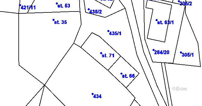 Parcela st. 71 v KÚ Pozdyně, Katastrální mapa