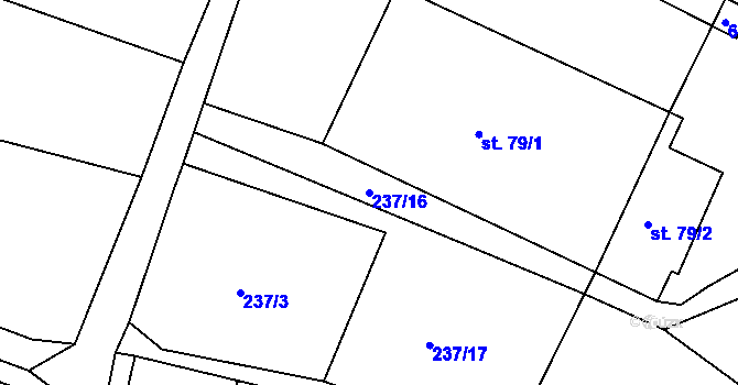 Parcela st. 237/16 v KÚ Pozdyně, Katastrální mapa