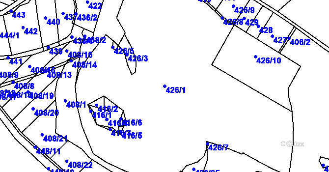 Parcela st. 426/1 v KÚ Pozdyně, Katastrální mapa