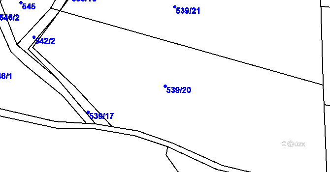 Parcela st. 539/20 v KÚ Pozdyně, Katastrální mapa
