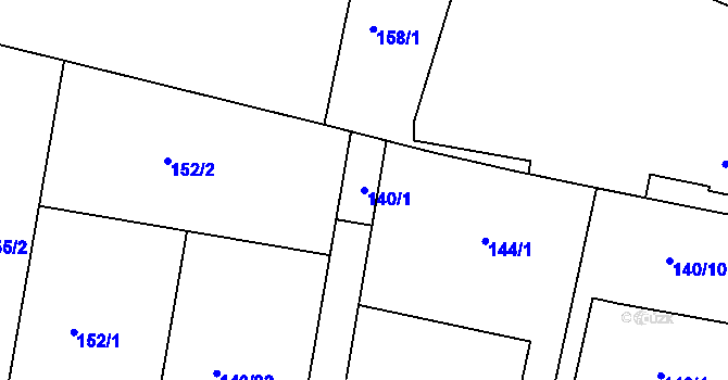 Parcela st. 140/1 v KÚ Hvožďany u Bechyně, Katastrální mapa