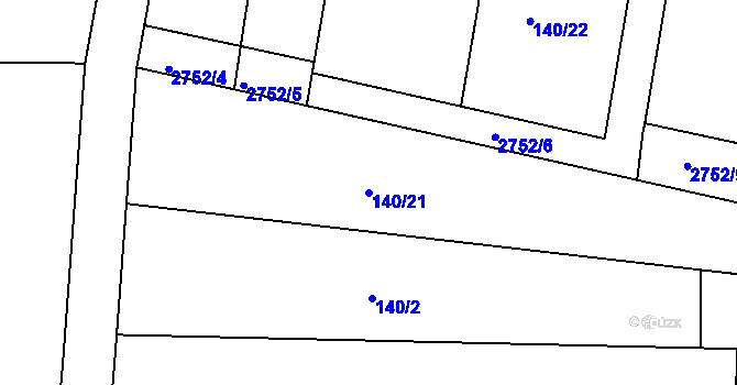 Parcela st. 140/21 v KÚ Hvožďany u Bechyně, Katastrální mapa