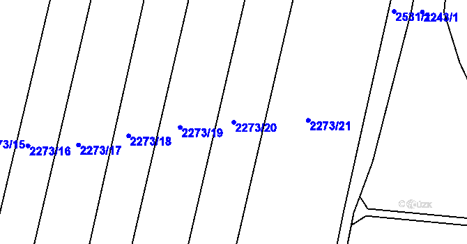 Parcela st. 2273/20 v KÚ Hvožďany u Bechyně, Katastrální mapa