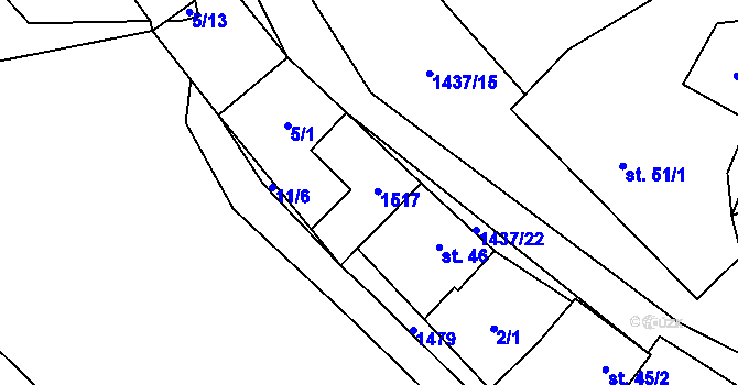 Parcela st. 47/2 v KÚ Hybrálec, Katastrální mapa