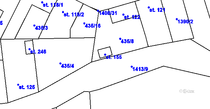 Parcela st. 155 v KÚ Hybrálec, Katastrální mapa