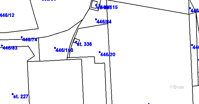 Parcela st. 446/20 v KÚ Hybrálec, Katastrální mapa