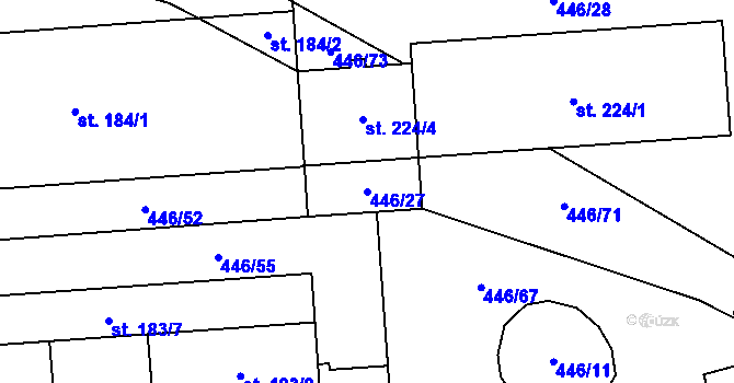 Parcela st. 446/27 v KÚ Hybrálec, Katastrální mapa