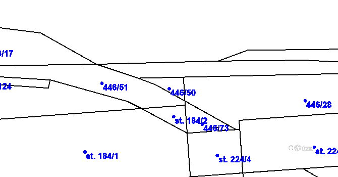 Parcela st. 446/50 v KÚ Hybrálec, Katastrální mapa