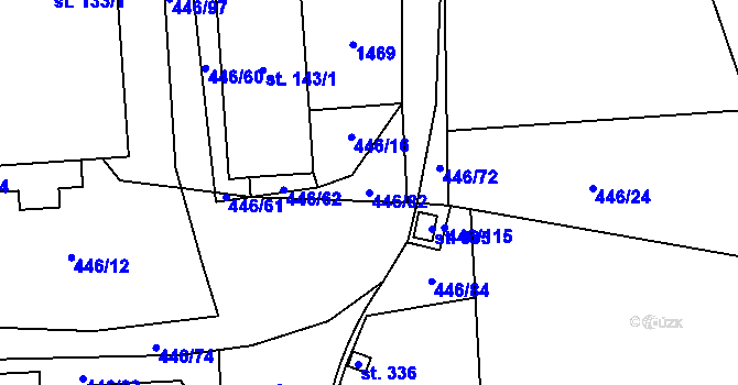 Parcela st. 446/82 v KÚ Hybrálec, Katastrální mapa