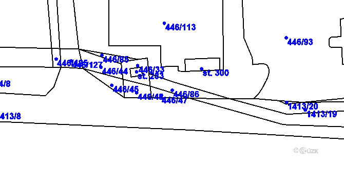 Parcela st. 446/86 v KÚ Hybrálec, Katastrální mapa