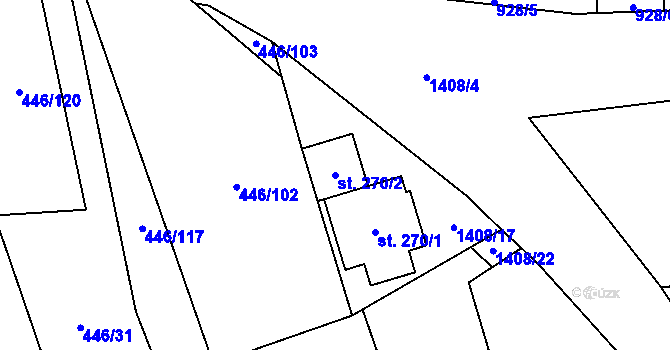 Parcela st. 270/2 v KÚ Hybrálec, Katastrální mapa