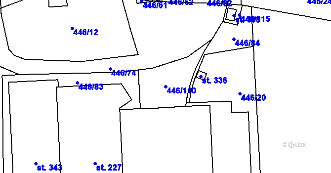Parcela st. 446/110 v KÚ Hybrálec, Katastrální mapa