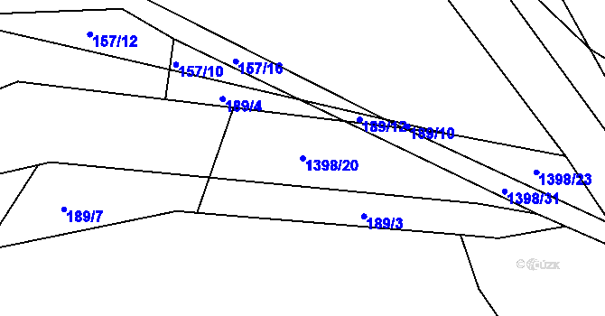 Parcela st. 1398/20 v KÚ Hybrálec, Katastrální mapa