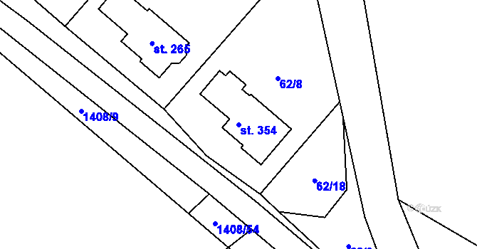 Parcela st. 354 v KÚ Hybrálec, Katastrální mapa
