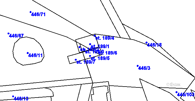 Parcela st. 189/6 v KÚ Hybrálec, Katastrální mapa