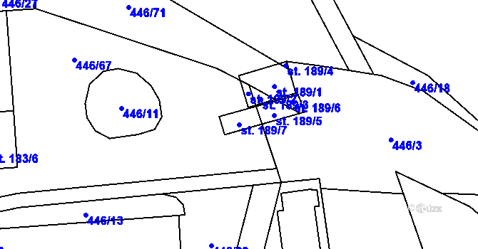 Parcela st. 189/7 v KÚ Hybrálec, Katastrální mapa