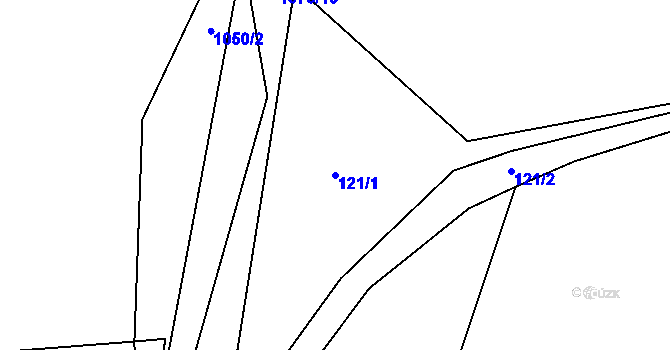 Parcela st. 121/1 v KÚ Hybrálec, Katastrální mapa