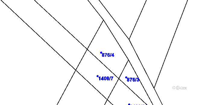 Parcela st. 876/4 v KÚ Hybrálec, Katastrální mapa