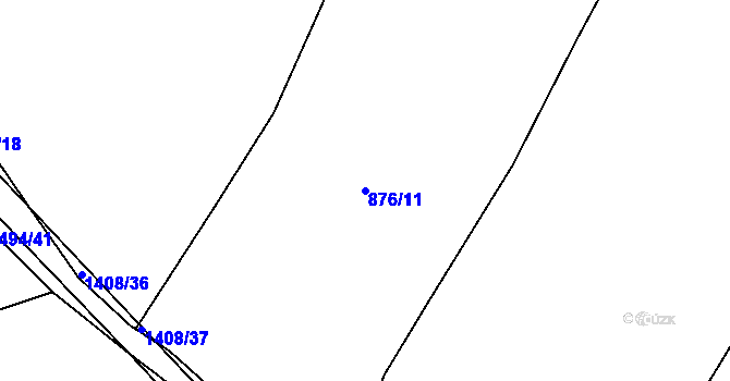 Parcela st. 876/11 v KÚ Hybrálec, Katastrální mapa