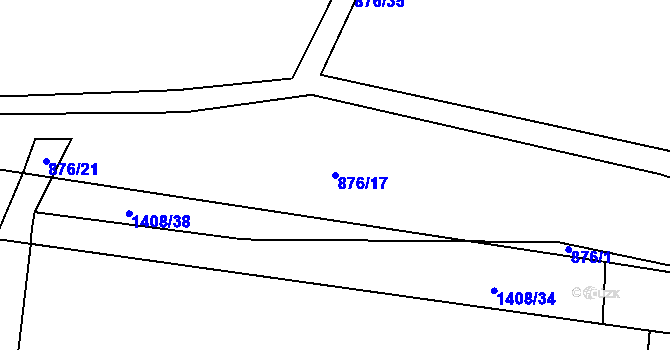 Parcela st. 876/17 v KÚ Hybrálec, Katastrální mapa