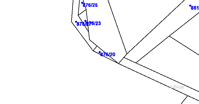 Parcela st. 876/20 v KÚ Hybrálec, Katastrální mapa