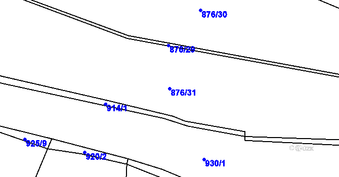 Parcela st. 876/31 v KÚ Hybrálec, Katastrální mapa