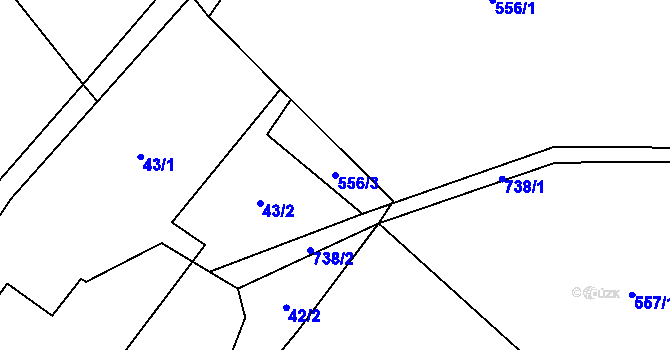 Parcela st. 556/3 v KÚ Dlouhá Voda, Katastrální mapa