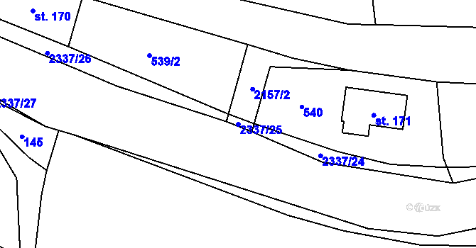 Parcela st. 2337/25 v KÚ Hynčice u Krnova, Katastrální mapa
