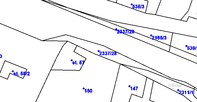 Parcela st. 2337/28 v KÚ Hynčice u Krnova, Katastrální mapa