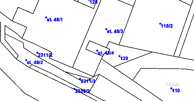 Parcela st. 48/4 v KÚ Hynčice u Krnova, Katastrální mapa