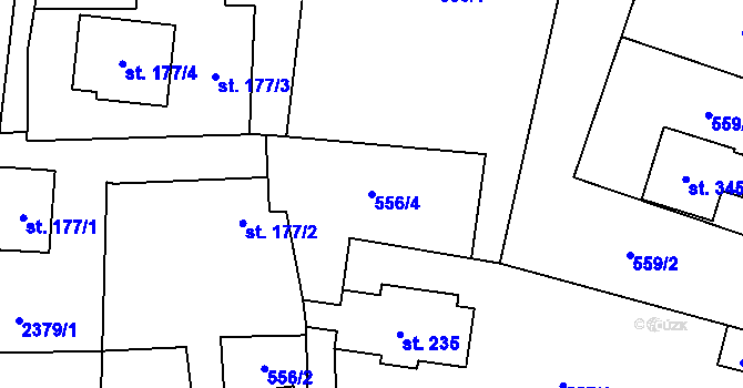 Parcela st. 556/4 v KÚ Hynčice u Krnova, Katastrální mapa