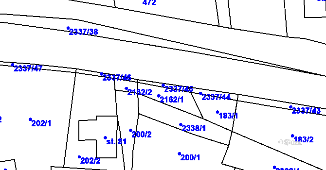 Parcela st. 2337/45 v KÚ Hynčice u Krnova, Katastrální mapa