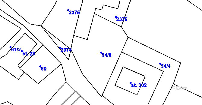 Parcela st. 54/6 v KÚ Hynčice u Krnova, Katastrální mapa