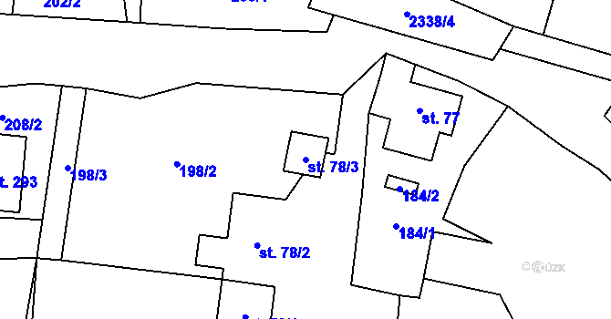 Parcela st. 78/3 v KÚ Hynčice u Krnova, Katastrální mapa