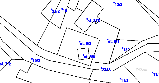 Parcela st. 6/2 v KÚ Hynčice u Krnova, Katastrální mapa