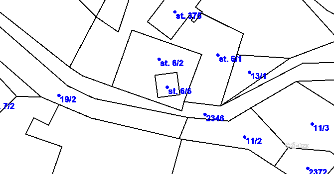 Parcela st. 6/6 v KÚ Hynčice u Krnova, Katastrální mapa