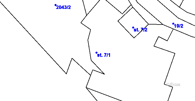 Parcela st. 7/1 v KÚ Hynčice u Krnova, Katastrální mapa