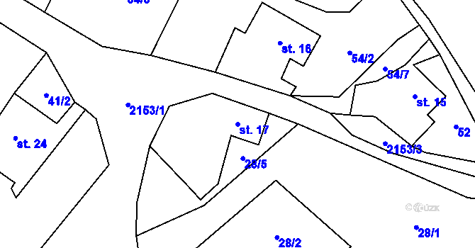 Parcela st. 17 v KÚ Hynčice u Krnova, Katastrální mapa