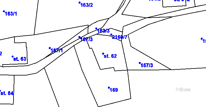 Parcela st. 62 v KÚ Hynčice u Krnova, Katastrální mapa